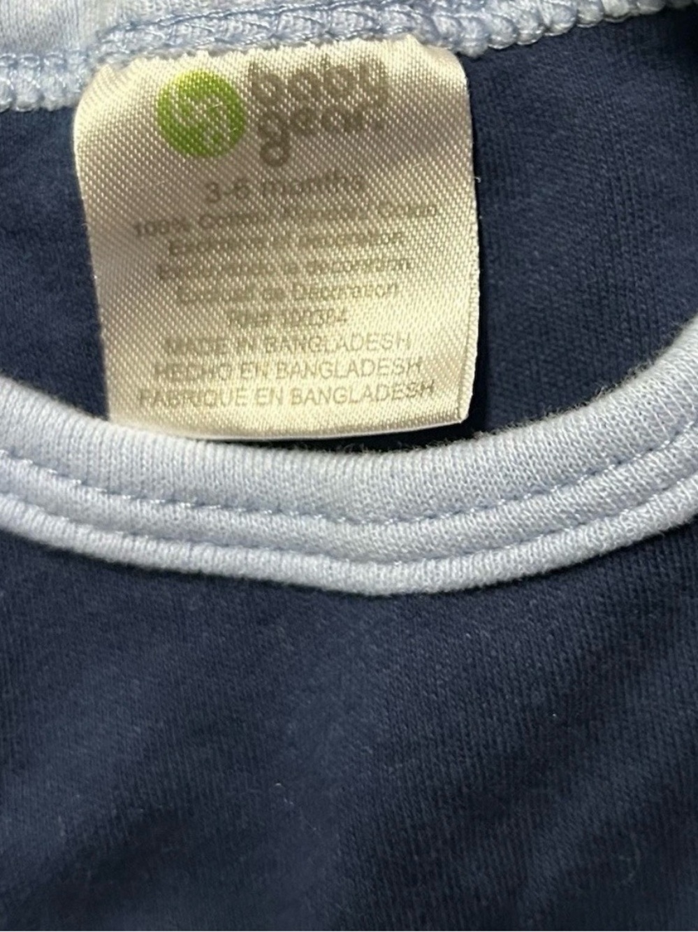Baby Solid Short Sleeve Bodysuits Grey Navy Blue Stripes Size 3-6 Months - Picture 3 of 7